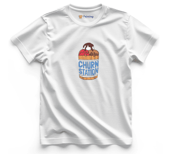 Churn Station Logo Printed – Ice Cream Shop Staff T-Shirts CBIC17
