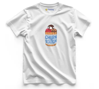 Churn Station Logo Printed – Ice Cream Shop Staff T-Shirts CBIC17