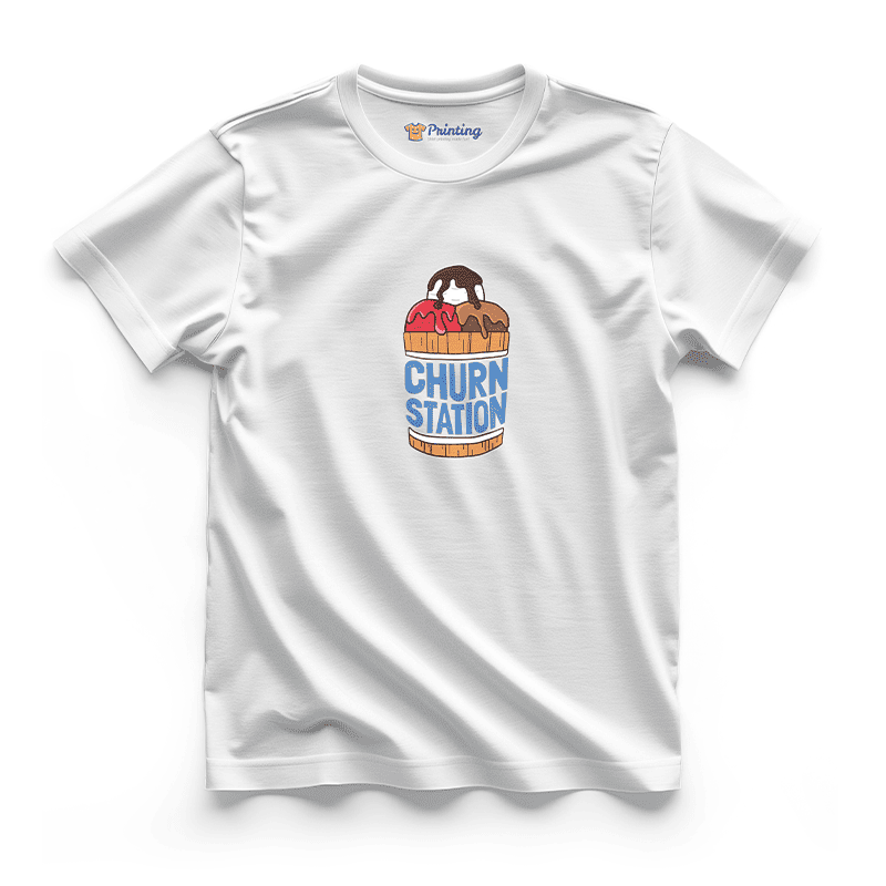 Churn Station Logo Printed - Ice Cream Shop Staff T-Shirts CBIC17