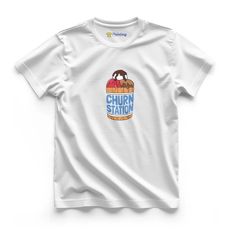 Churn Station Logo Printed - Ice Cream Shop Staff T-Shirts CBIC17