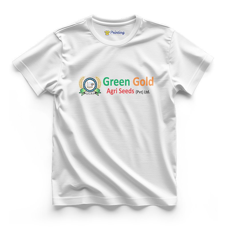 Green Gold Logo Printed - Agriculture Company Staff T-Shirts CBAC05