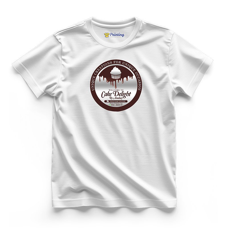 Cake Delight Logo Printed - Bakery Staff T-Shirts CBBS05