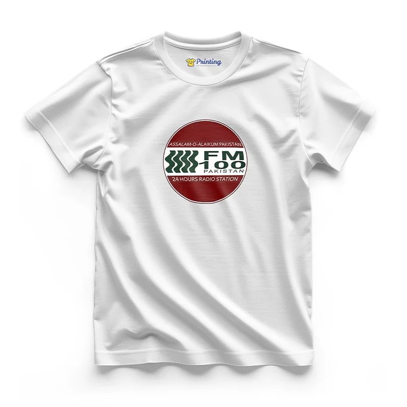 FM 100 Logo Printed - Radio Station Staff T-Shirts CBRS04