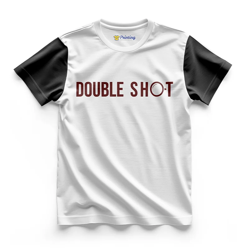 Double Shot Logo Printed - Coffee Café Staff T-Shirts CBCC11