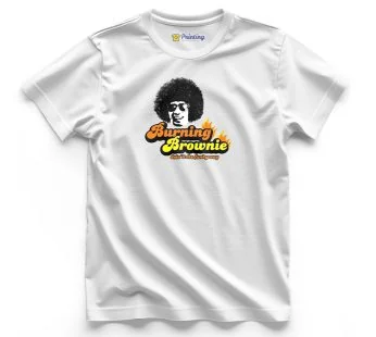 Burning Brownie Logo Printed – Coffee Café Staff T-Shirts CBCC06