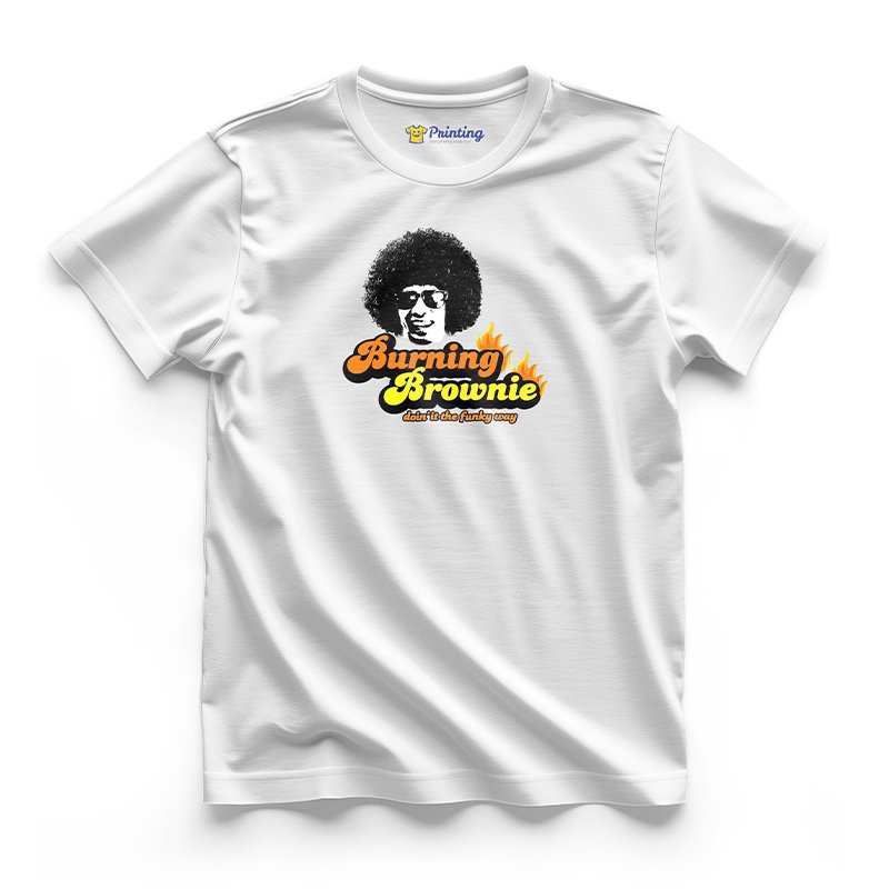 Burning Brownie Logo Printed - Coffee Café Staff T-Shirts CBCC06