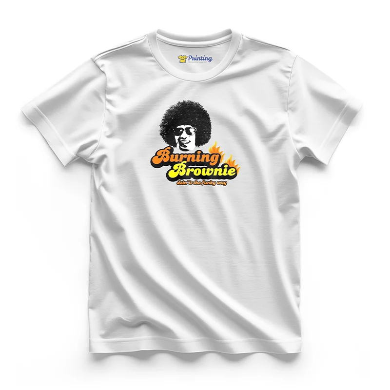 Burning Brownie Logo Printed - Coffee Café Staff T-Shirts CBCC06